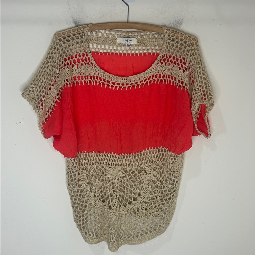 UMGEE Crochet Mix Media Top Boho Festival Size Medium/Large - Picture 2 of 13